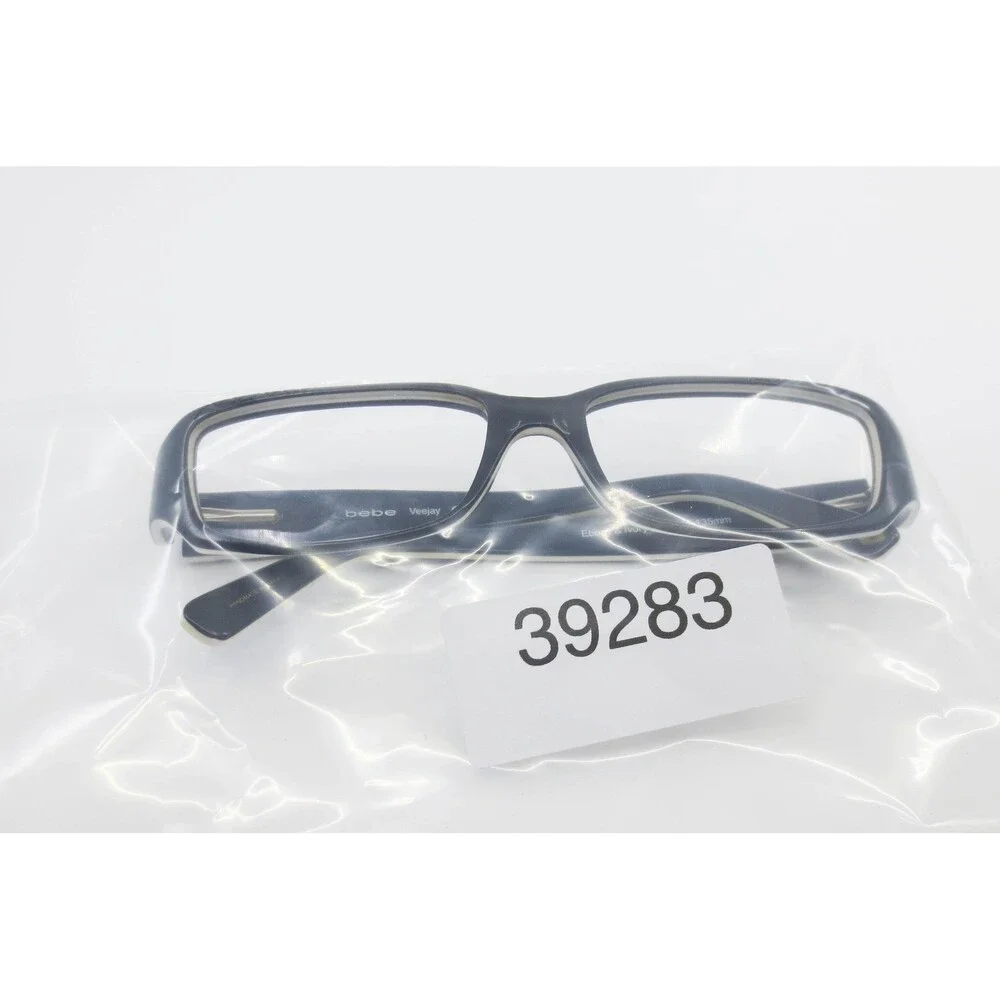 Bebe Veejay Eyeglasses Ebony Ivory Black White Geometric Rectangular 53-16-135